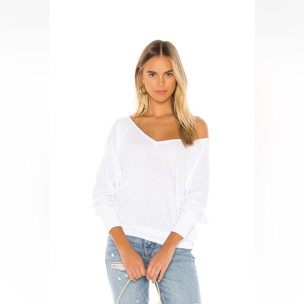 FREE PEOPLE SANTA CLARA THERMAL TOP IN ALABASTER S